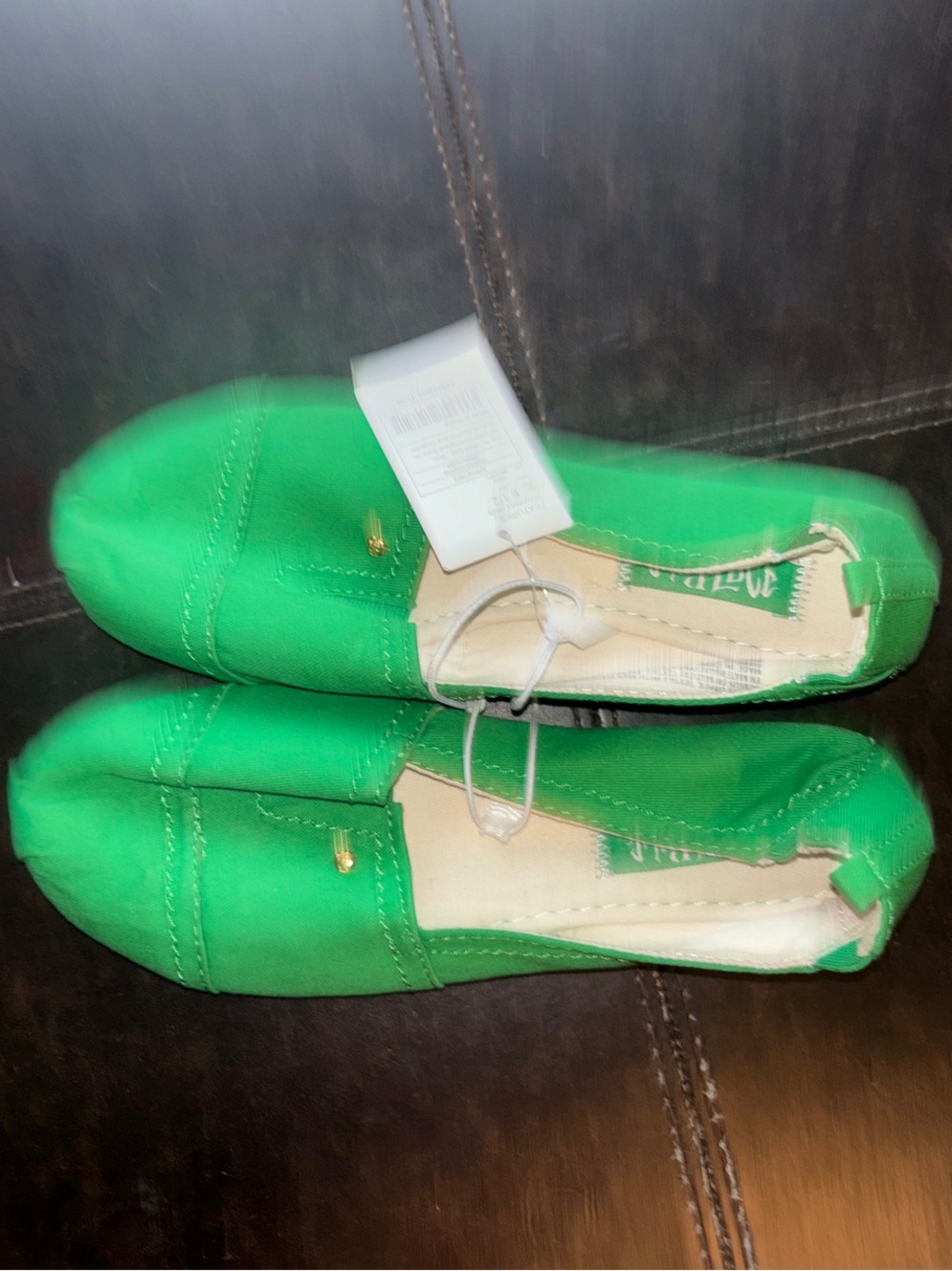 Mad Love NWT Green Canvas Slip-On Flats - Women's Casual Loafers 6 1/2